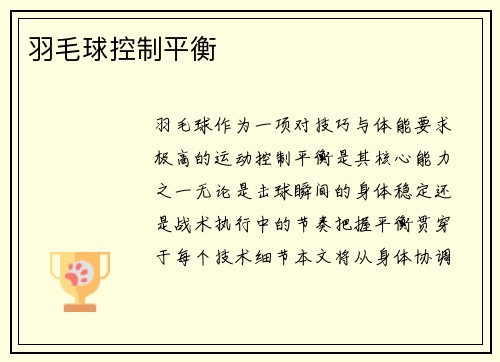 羽毛球控制平衡
