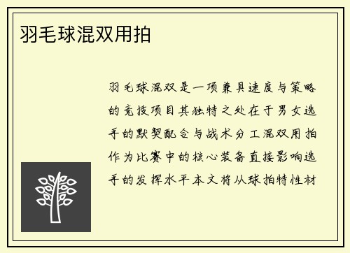 羽毛球混双用拍